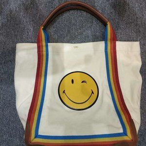 Anya Hindmarch Rainbow Smiley Face emoji Tote Bag